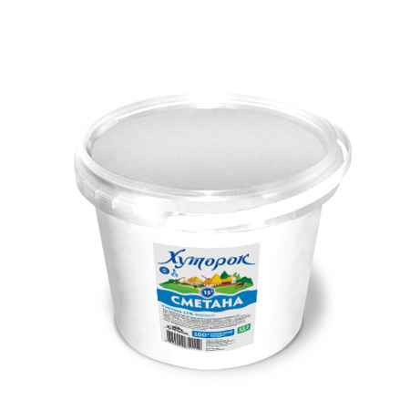 Сметана ХУТОРОК відро пластикове, 15%, 900г